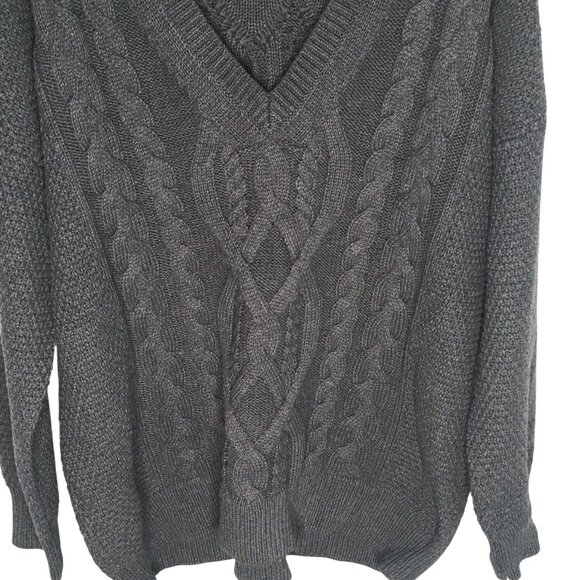 Lauren Ralph Lauren Sweater  XL Cable Knit Pullover Merino Wool Blend V Neck - Picture 2 of 16
